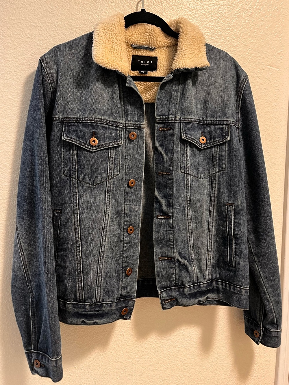 Blue Denim Sherpa-Trim Jean Jacket